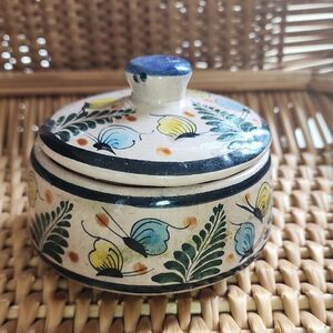 Vintage Mexican Pottery Lidded Bowl